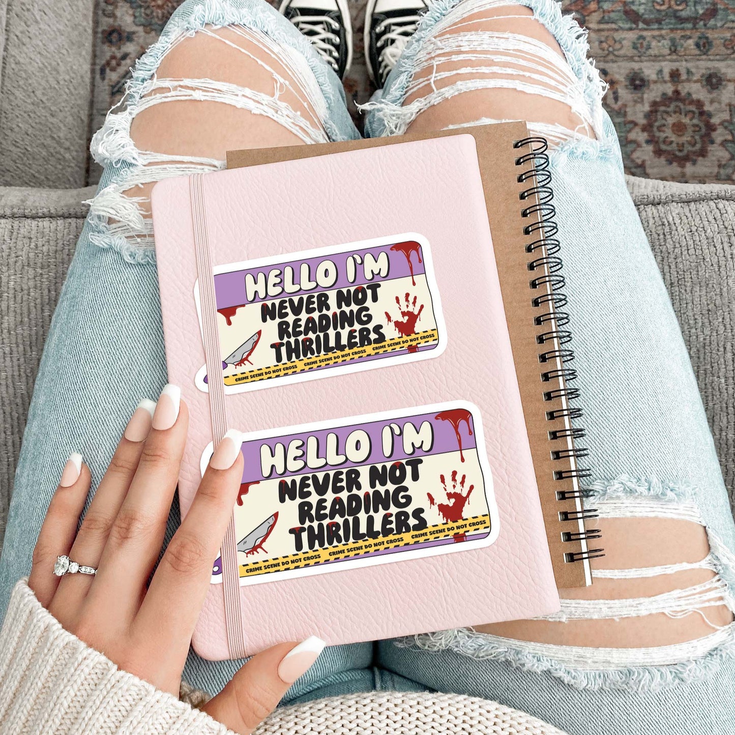 Hello I'm never not reading thrillers Sticker