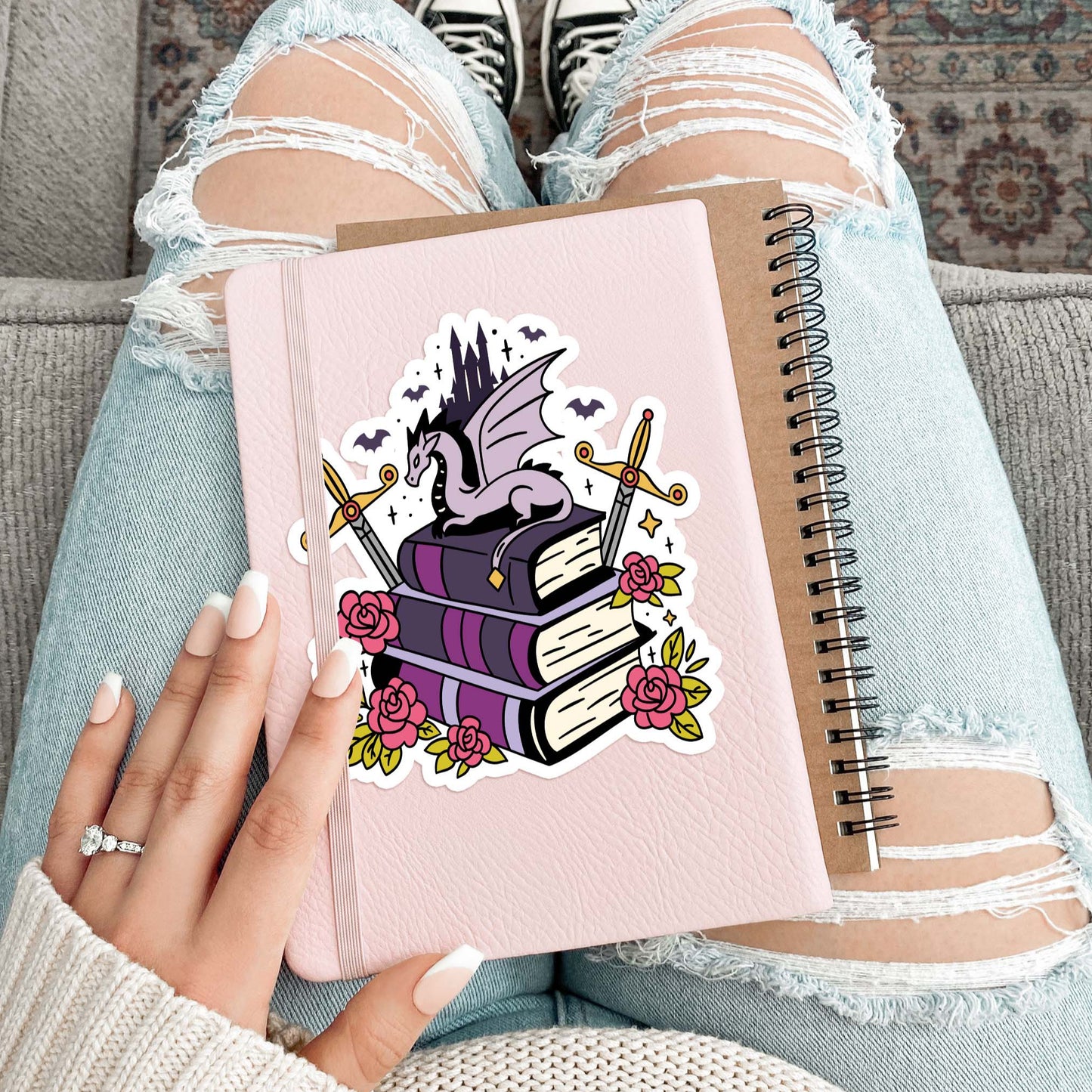 Dragon & Books Sticker