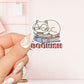 Bookish white cat Sticker