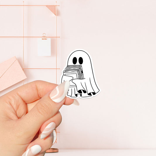 Ghost holding books Sticker