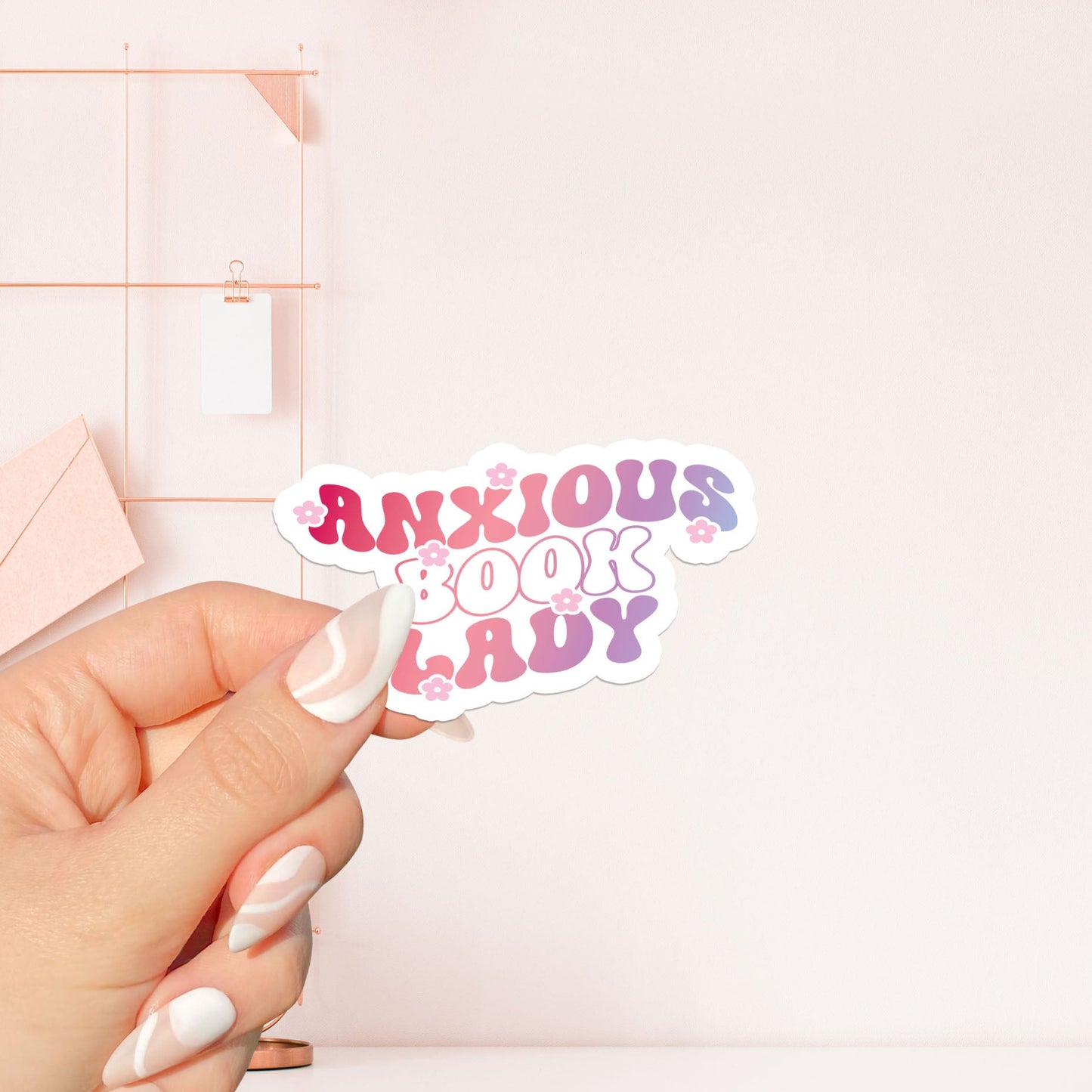 Anxious book lady Sticker