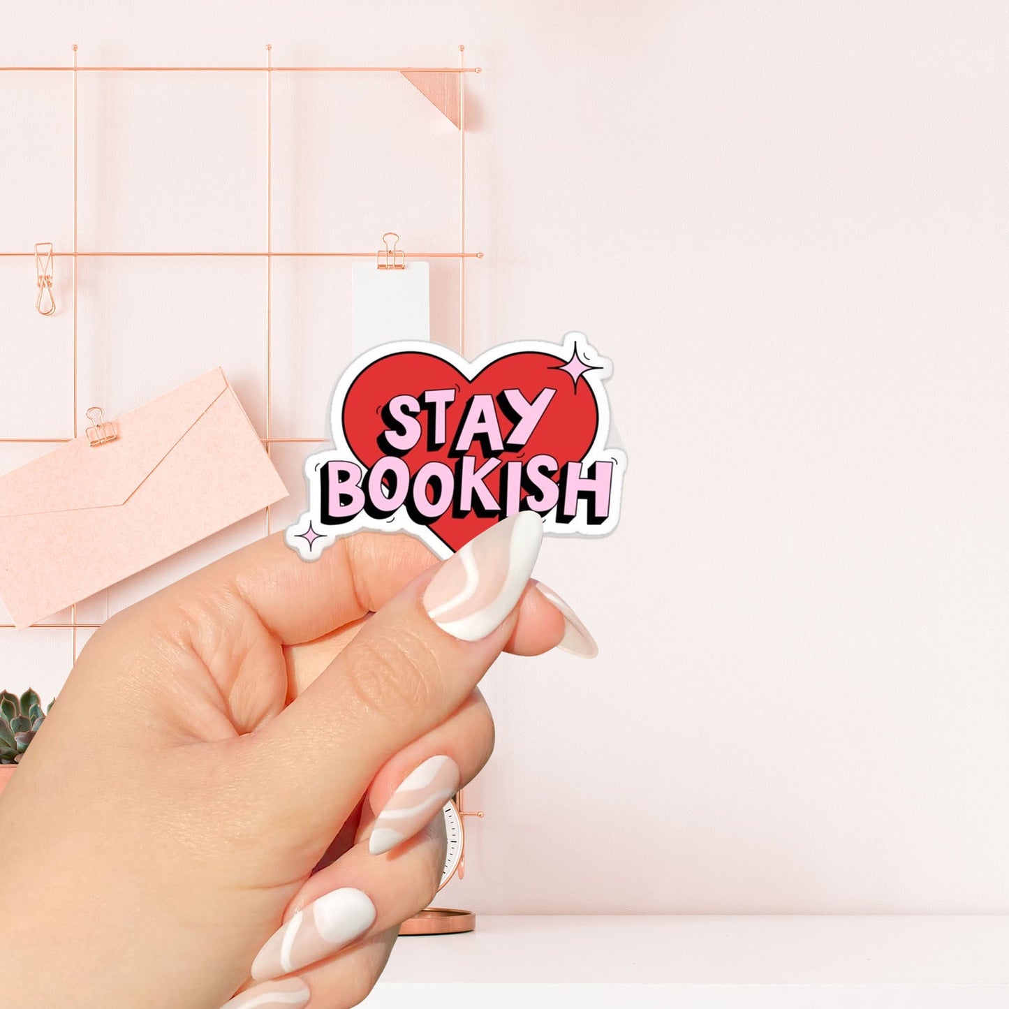 Stay bookish red heart Sticker