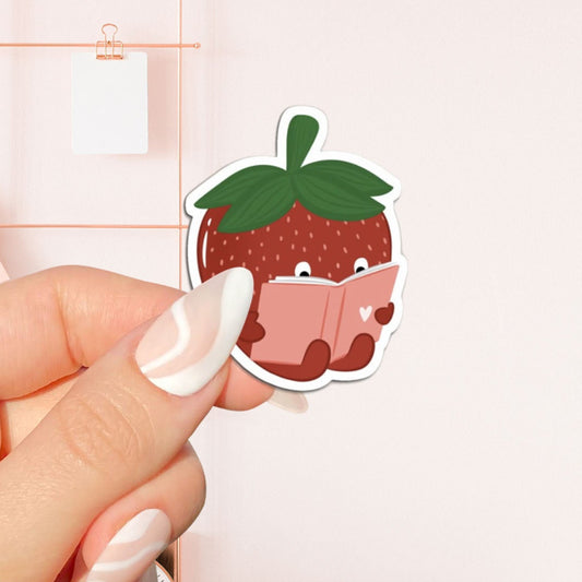 Strawberry reading Sticker