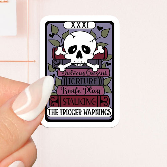 The trigger warnings tarot card Sticker