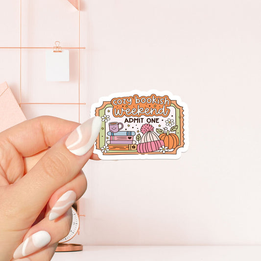 Cozy bookish weekend admission ticket Sticker