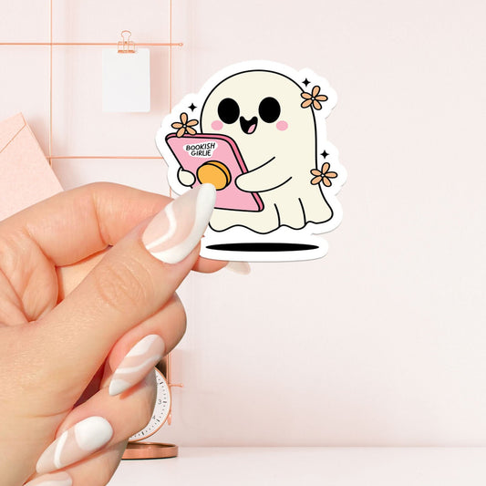 Ghost holding kindle Sticker