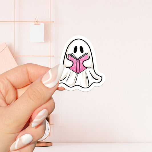 Ghost reading pink book Sticker