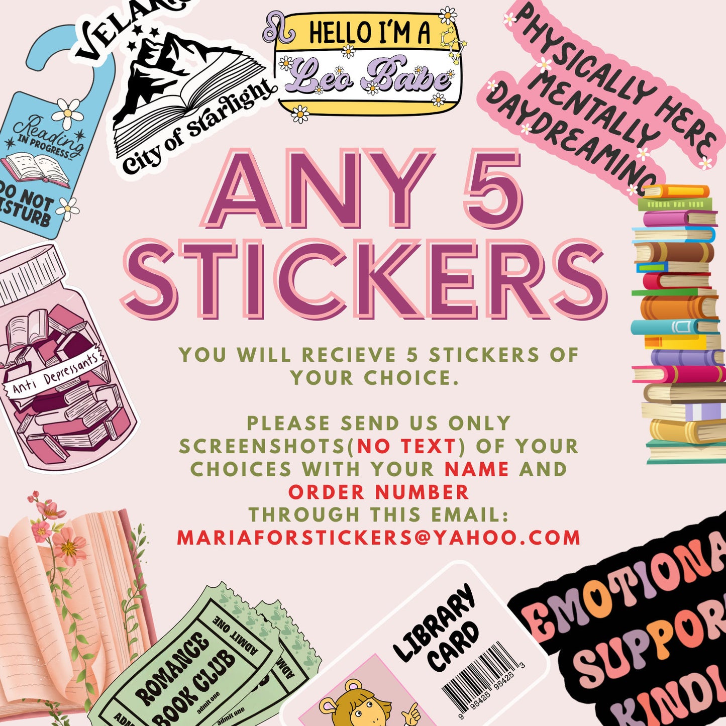 Any 5 sticker of YOUR choice , bookish Sticker, book lover gift, bookish Merch , Kindle Sticker, Smut Reader, reading lover, e-reader