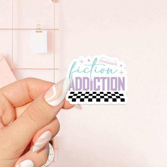 Fiction addiction Sticker, bookish Sticker, book lover gift,bookish Merch, Kindle Sticker, Smut Reader, reading lover, e-reader