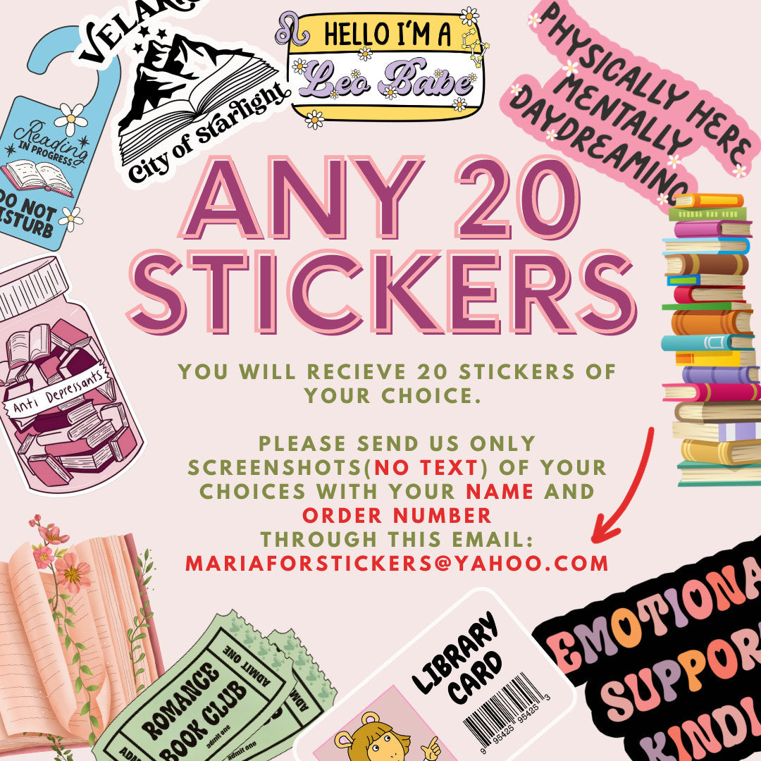 Any 20 sticker of YOUR choice , bookish Sticker, book lover gift, bookish Merch , Kindle Sticker, Smut Reader, reading lover, e-reader