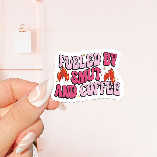 Fueled by smut and coffee Sticker, bookish Sticker, book lover gift, bookish Merch , Kindle Sticker, Smut Reader, reading lover, e-reader