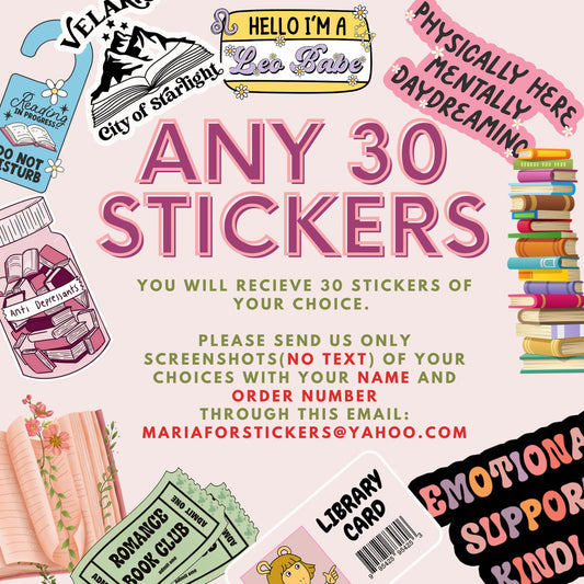 Any 30 sticker of YOUR choice , bookish Sticker, book lover gift, bookish Merch , Kindle Sticker, Smut Reader, reading lover, e-reader