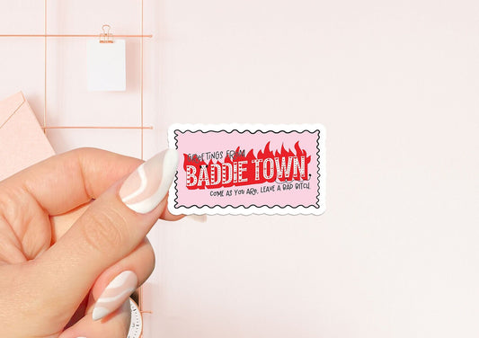 Baddie town Sticker, bookish Sticker, book lover gift,bookish Merch, Kindle Sticker, Smut Reader, reading lover, e-reader