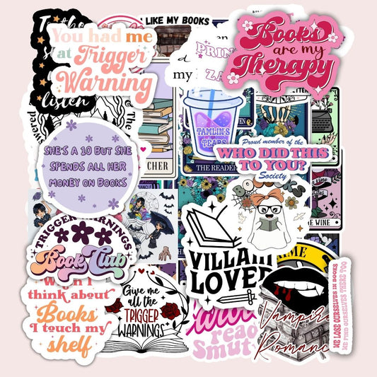 Bundle stickers , bookish Sticker, book lover gift, bookish Merch , Kindle Sticker, Smut Reader, reading lover, e-reader